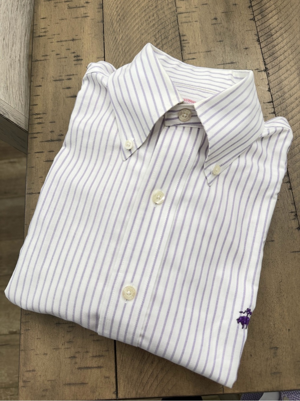 New purple striped Brooks Brothers non-iron stretch dress shirt Size S
